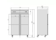 -18 equipamento de refrigeração de quatro portas 490W de abastecimento centígrado