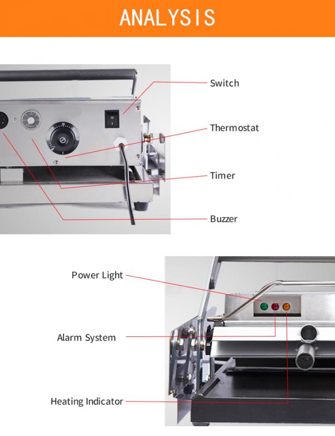 equipamento de processamento da padaria do torradeira do bolo de Hamburger 2.4kw com base da liga de alumínio