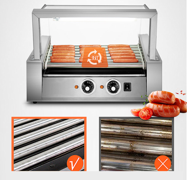 cremalheira Heater Grille do cachorro quente dos rolos do equipamento 5 da transformação de produtos alimentares do petisco 220V