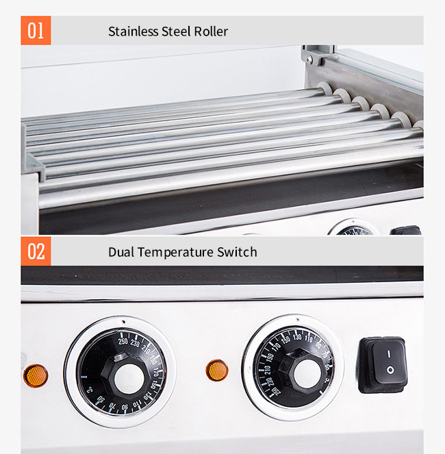 cremalheira Heater Grille do cachorro quente dos rolos do equipamento 5 da transformação de produtos alimentares do petisco 220V