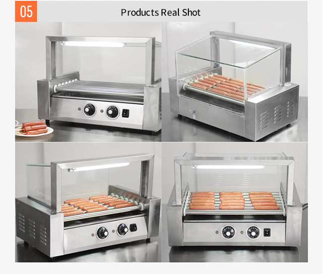 cremalheira Heater Grille do cachorro quente dos rolos do equipamento 5 da transformação de produtos alimentares do petisco 220V
